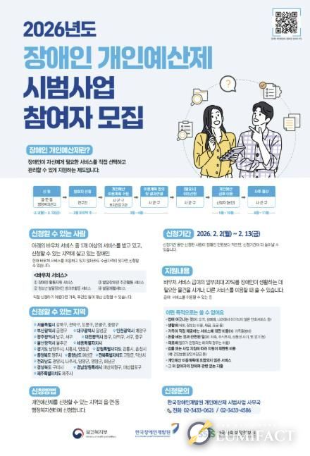 시흥시, 2026년 장애인 개인 예산제 시범사업 참여자 모집