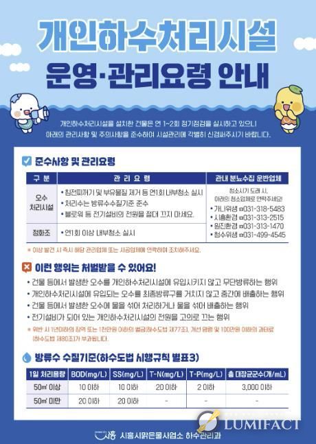 시흥시, 3월부터 '개인하수처리시설 지도점검' 본격 실시