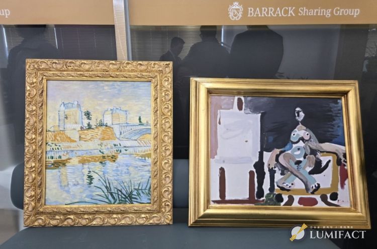 (왼쪽) Vincent Van Gogh 작품명 : The Seine with the Pont de Clichy 클리시 다리가 있는 센느강 (오른쪽) Pablo Picasso 작품명 : Le Modele dans L'atelier 화실(아틀리에) 안의 모델 (사진제공=K trendy NEWS)